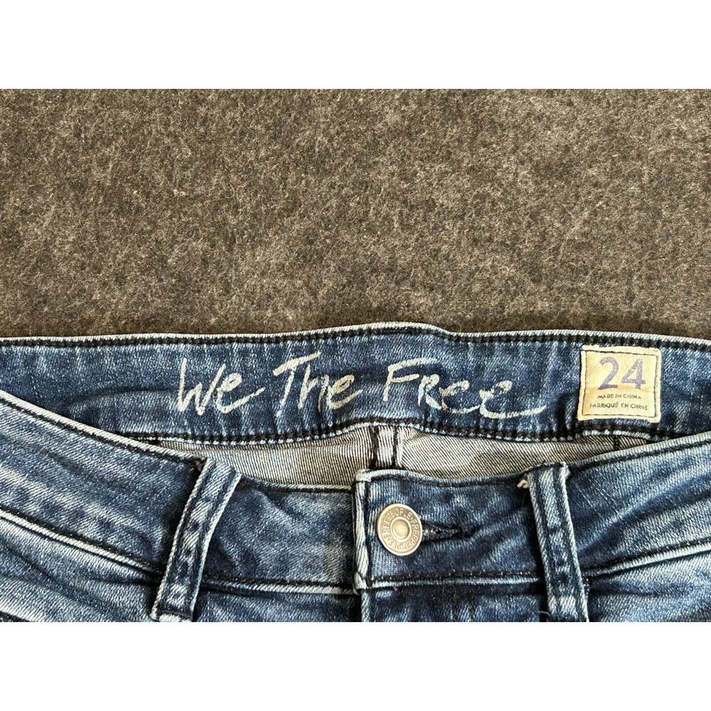 We The Free Women's Skinny Jeans Size 24 Distressed Zipper Pockets Stretch Denim - Picture 2 of 10